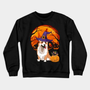 Corgi pumpkin witch Crewneck Sweatshirt